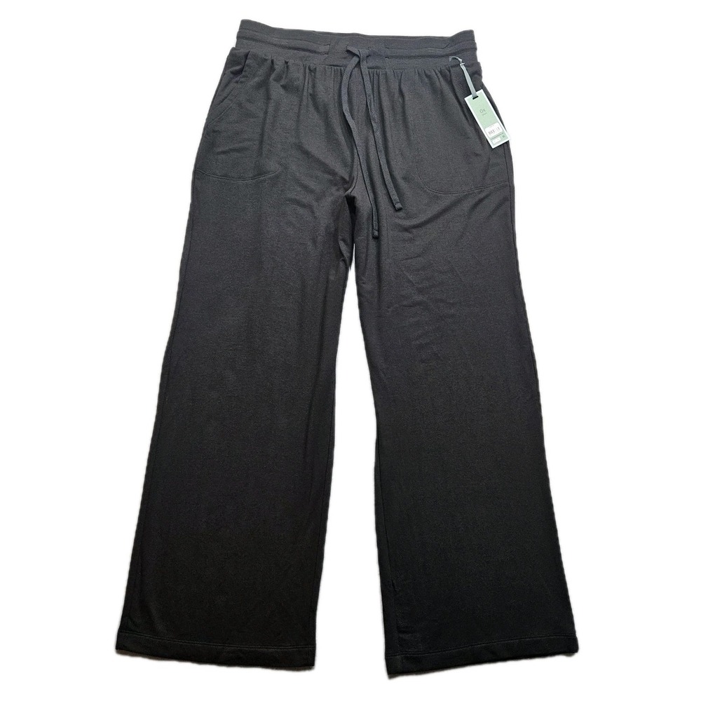Terra & Sky Knit Wide Leg Pants Women Plus 0X (14W) Black Soft Comfort New 32x29